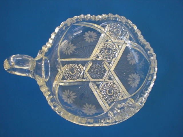 ABP Fine Cut Glass Small Pinched Bowl Hobstars American Brilliant Period 11