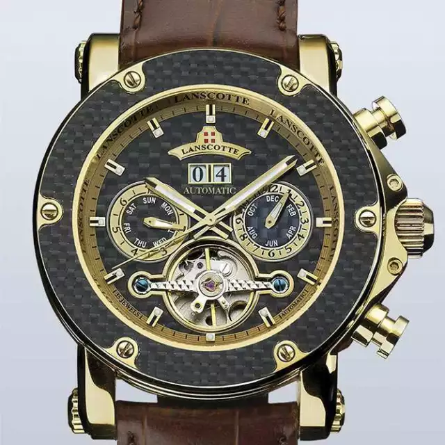 Reloj de Cuarzo LANSCOTTE Symbol Chronograph Dorado con estuche de