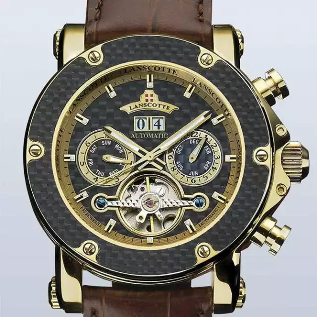 RELOJ LANSCOTTE astronomy automatico oro (en caja original) 1 año