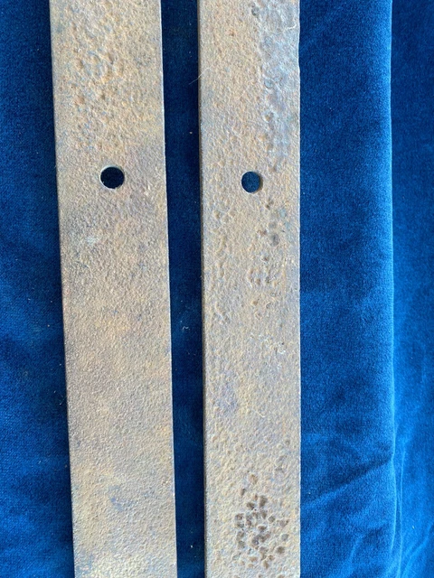 2 vintage barn door strap hinges 36" Long 2.5" wide Wrought Iron Cast Metal 13