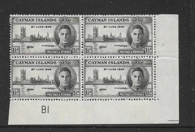 1946 Cayman Islands - Victory - Corner Block of Four - Mint Never Hinged.
