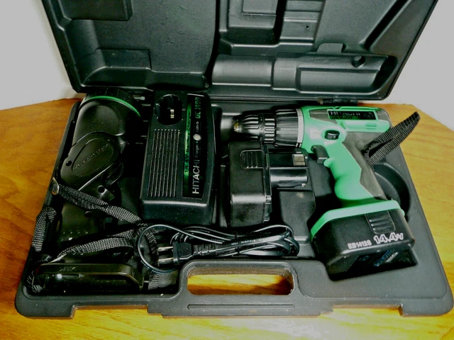 Hitachi DS 14DVF 14.4V Cordless 3/8" Drill Complete Set Tested Nice! Hitachi DS 14DVF 14.4V Cordless 3/8" Drill Complete Set Tested Nice!