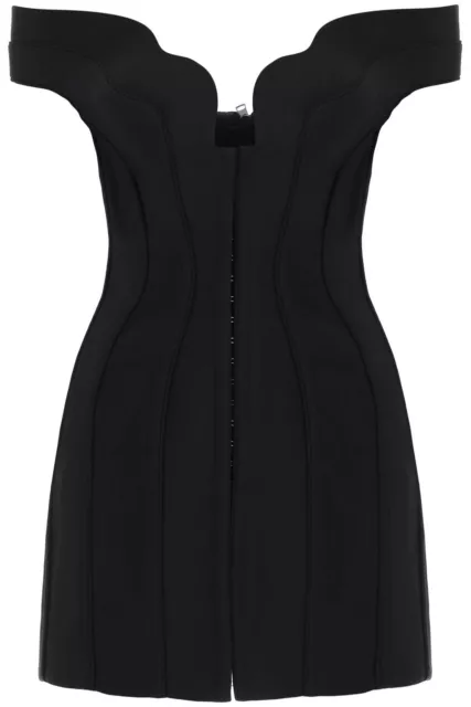 NEW Mugler bustier dress with wavy neckline RO1522182 BLACK AUTHENTIC NWT