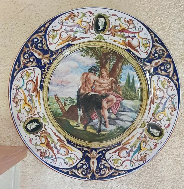Grand plat renaissance italienne, Achille et le centaure Chiron de Pompeo Batoni