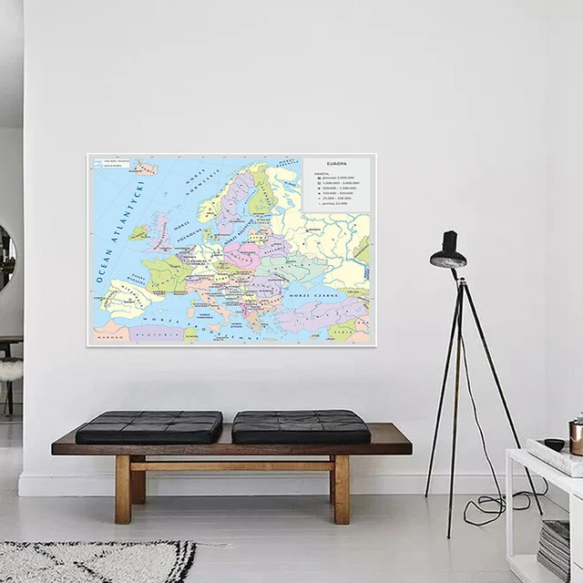 FRENCH MAP CONTINENT Europe Political Distribution Maps Vinyl/Canvas Decoration £9.05 PicClick UK