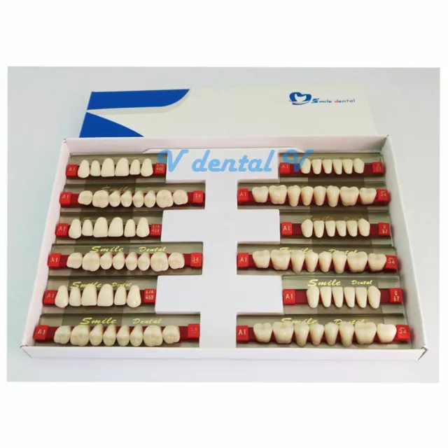 15sets Dental Acrylic Resin Teeth Middle Size A1 Shade Full Mouth Denture