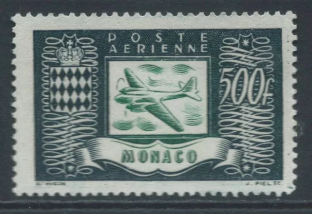 MONACO 1949 SG326b 500f green & deep blue-green Air mounted mint. Catalogue £70