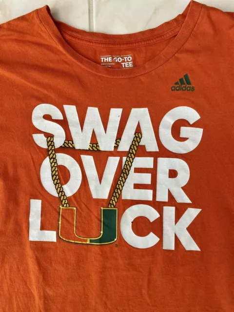 Miami Hurricanes Shirt Size 2X (XXL) Women’s Orange Swag Over Luck Chain