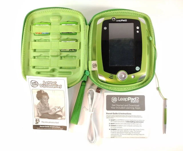 LeapFrog LeapPad 2 Learning Tablet - Green with 3 Games and Case Paperwork Cord LeapFrog LeapPad 2 Learning Tablet - Green with 3 Games and Case Paperwork Cord