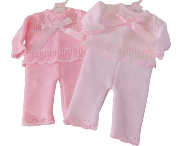 BNWT Baby Ragazze Caldo Inverno Maglia Maglione E Pantaloni Suit IN Rosa O White