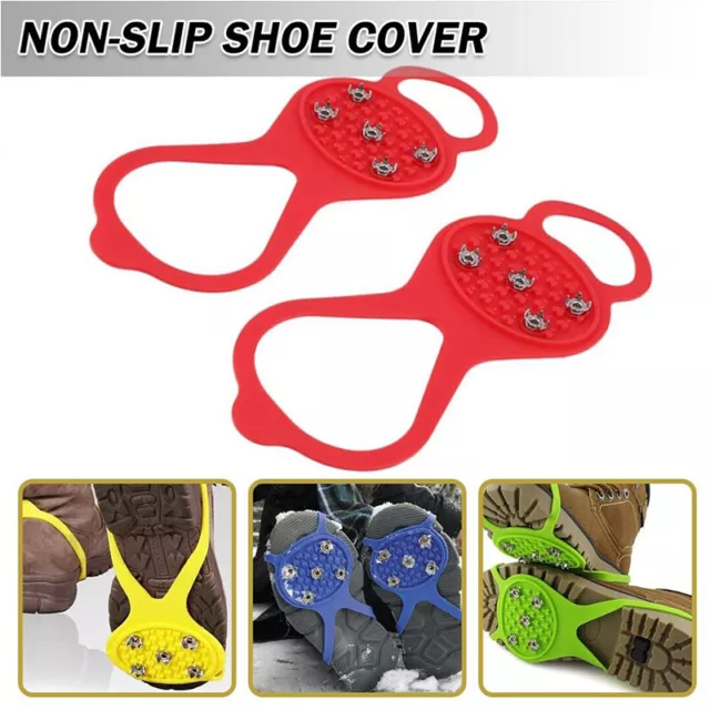 Ice Snow Anti Slip Spikes Grips Grippers Crampons Cleats For Hike Shoes Boots~