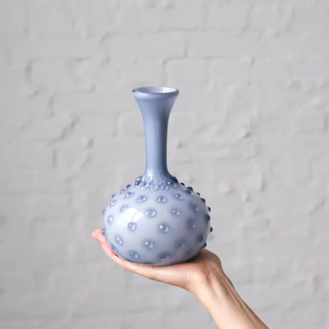 Empoli Hobnail Hand Blown Cased Glass Vase Mid Century Modern Italian Art Glass