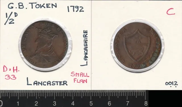 Great Britain: 1792 Half Penny token Lancaster Lancashire ½d small flan D & H 33