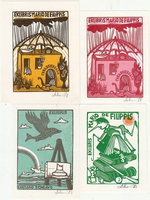 8 Exlibris Bookplate Hochdrucke Mariaelisa Leborini 1934 Konvolut Lot Maes