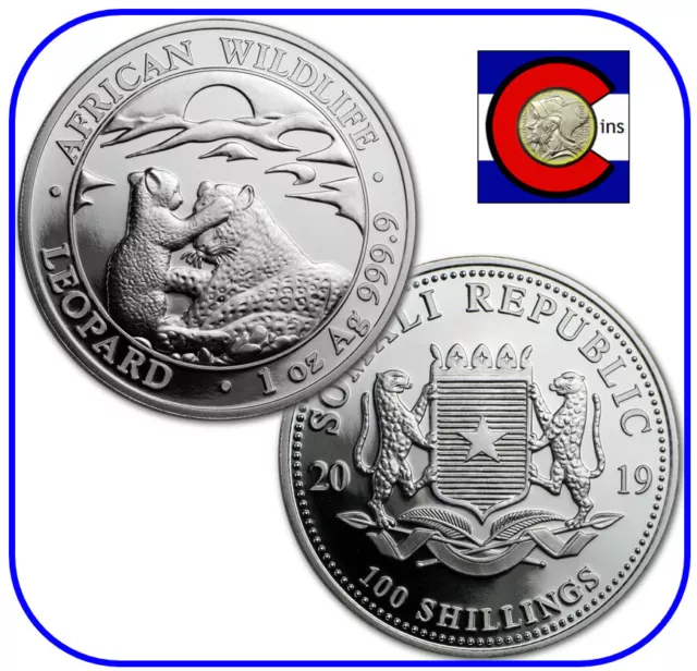 2019 Somalia (Somali Republic) Leopard 1 oz Silver Coin in capsule