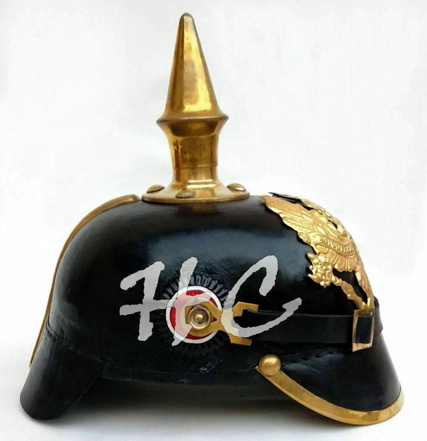 Casque Prussien Pickelhaube Allemand - Réplique Acier Et Laiton Pour Collection Ou Costume