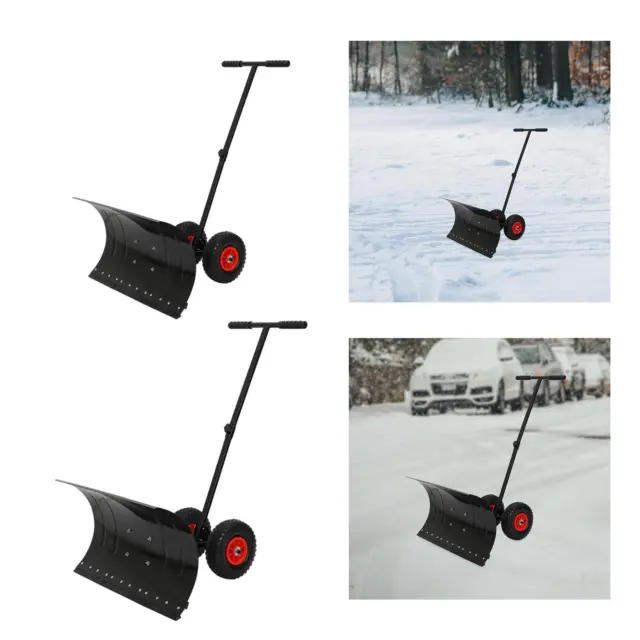 Snow Plow Shovel with Wheels Snow Removal for Pavement Sidewalk Deck Doorway