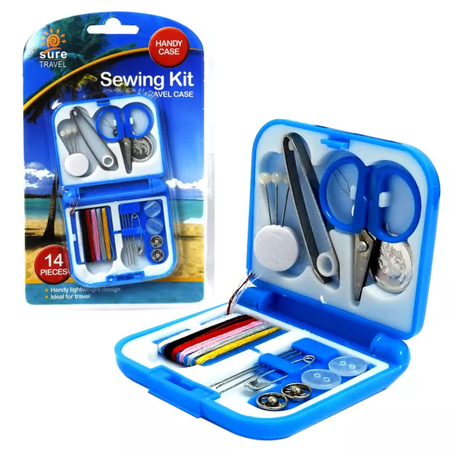 Sure Travel Exterior Vacaciones Acampada Mini Portátil 14pc Coser Kit + Plástico