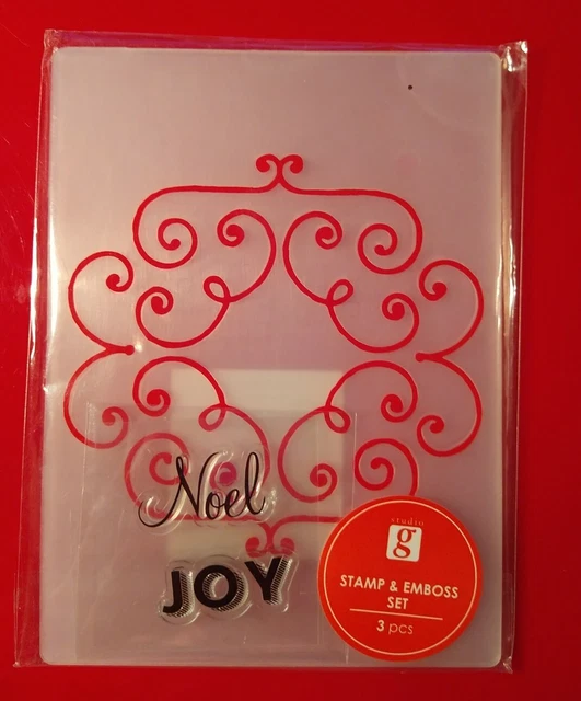 Studio G Christmas Noel & Joel Stamps & Embossing Folder - 3 pcs