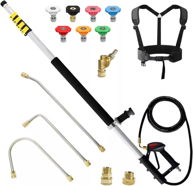Janz Aluminum 24 FT Telescoping Pressure Washer Wand -Tips, Extensions, Adapters