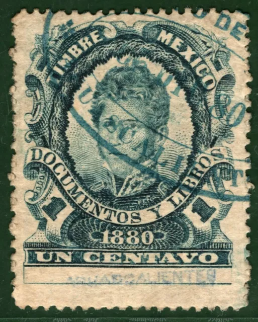 MEXICO Revenue Stamp 1c 1880 Documentos Gum Used ex Collection GREEN109