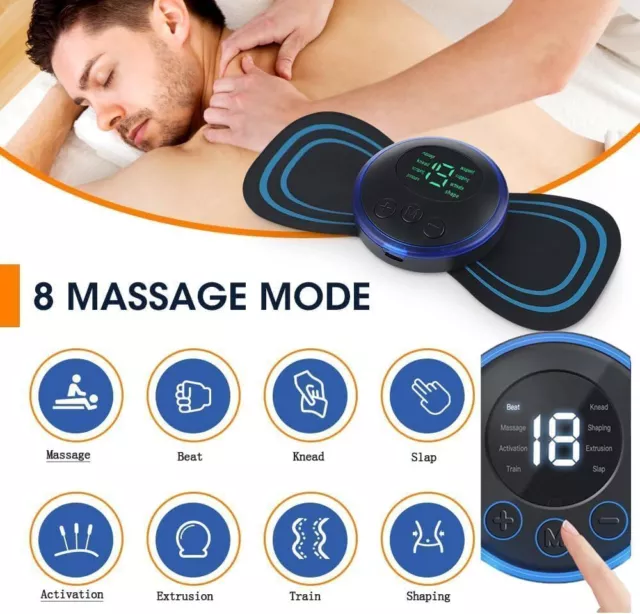 Mini EMS Elektrisches Nacken-Rücken-Massagegerät Zervikaler Massage mit 8 Modi