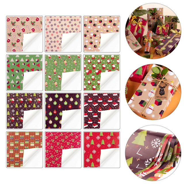 1 juego regalo de Navidad papel regalo decoración navideña hágalo usted mismo artesanía acción