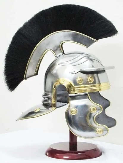 Roman Centurion Helmet Armor With Black Plume 18 Gauge Mild Steel Armor Helmet