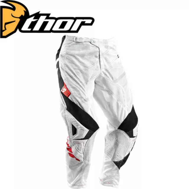 Thor mx Pantaloni Motocross Fase Ventilati Bianco/Nero 28" Vita Fuori Strada Enduro MTB