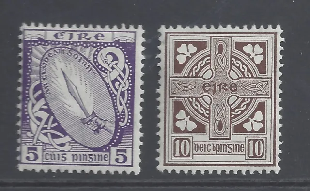 IRELAND 1923 5d. DEEP VIOLET & 10d. BROWN WATERMARK W10 MINT HINGED  SG 78,81