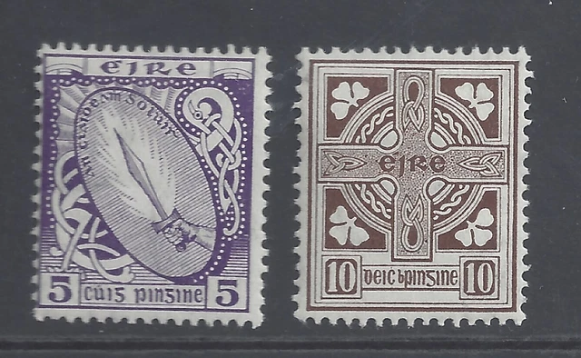 IRELAND 1923 5d. DEEP VIOLET & 10d. BROWN WATERMARK W10 MINT HINGED  SG 78,81