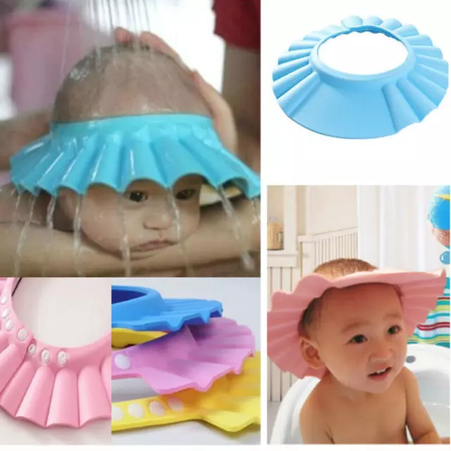 Baby Shower Cap Shield Waterproof Bath Hat Adjustable kids Shampoo Hair Wash