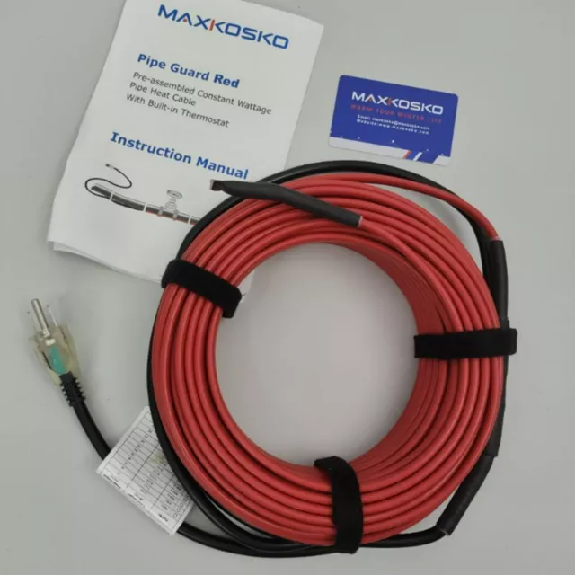 MAXKOSKO 120V Pipe Heat Cable for Water Pipe Freeze Protection, Pipe Heating