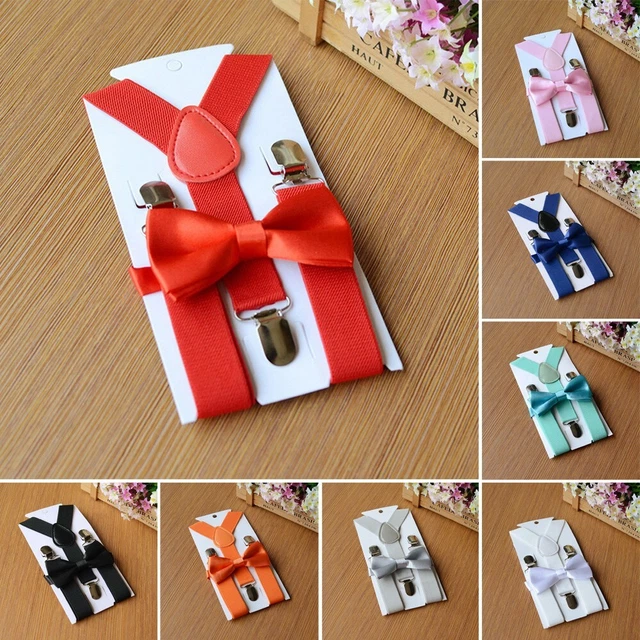 Set bretelle bambini per ragazzi e ragazze larghezza 2 5 cm con clip + mosca