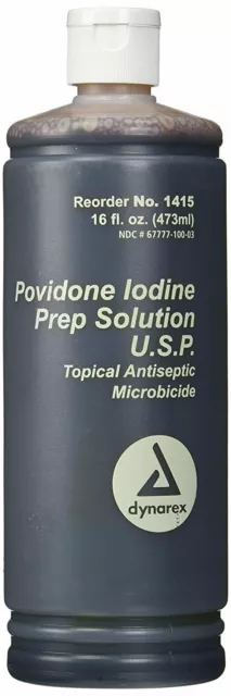 Dynarex Povidone Iodine Prep USP Solution Topical Antiseptic Microbicide 16Fl Oz