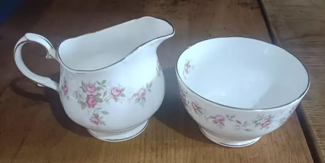 Vintage Duchess June Bouquet Milk Jug and Sugar Bowl, Bone China, Floral, vgc