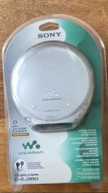 Retro Sony DEJ360 Silver CD Walkman - Portable CD Player (D-EJ360/SCC)