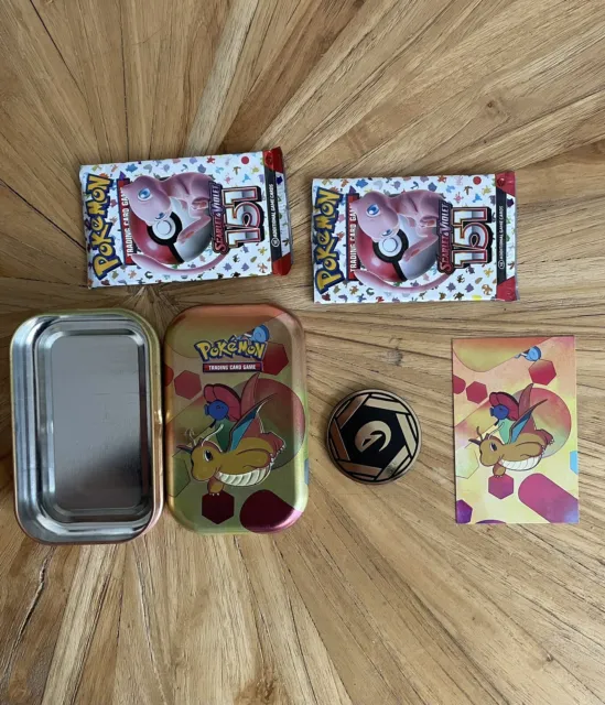 Pre Owned 2 Pack Bundle X22 Of Pokemon Trading Cards 1 Coin 1 Art Card & Tin