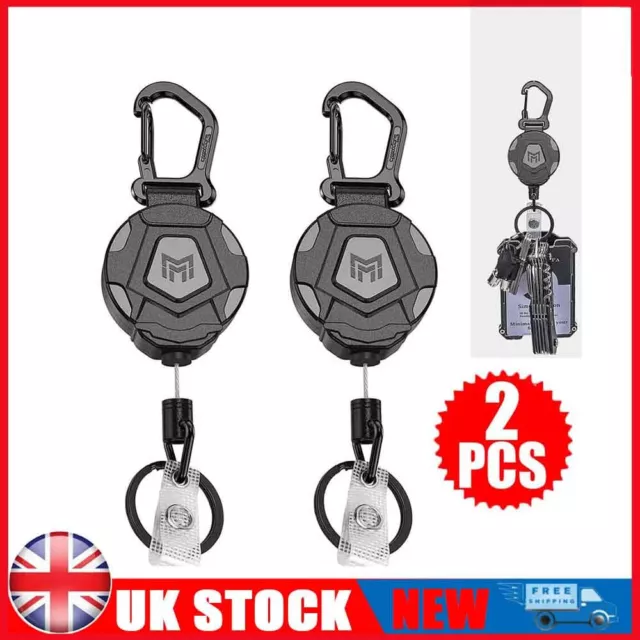 Heavy Duty Retractable Key Pull Ring Key Chain Clip Recoil Holder Steel Cord HOT