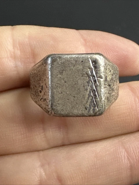ANCIENNE BAGUE EN Argent Massif Vermeil Chevaliere Tank Époque Art Deco 1940. EUR 60,00 - FR