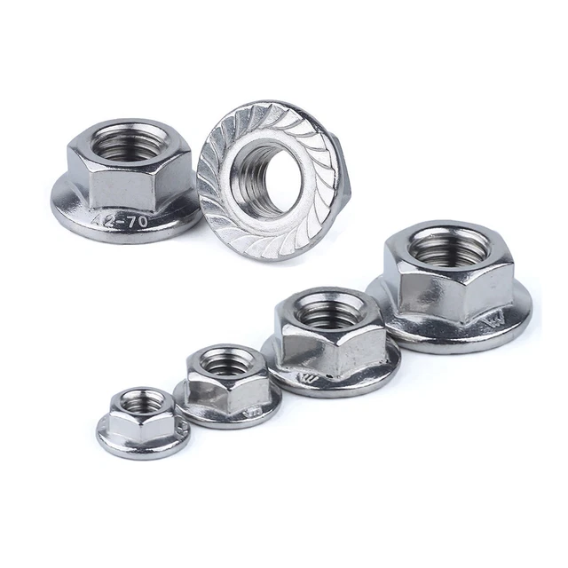 FLANGE HEX NUT UNC Locknuts Serrated Nuts Stainless Steel A2 188 1/2