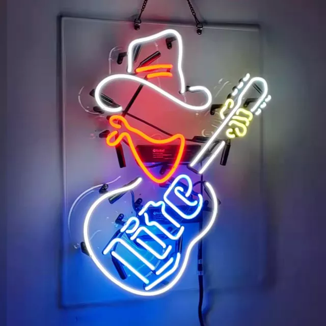 Miller Lite Neon Light Sign 19"x15" Lamp Bar Man Cave Beer Artwork Decor Gift