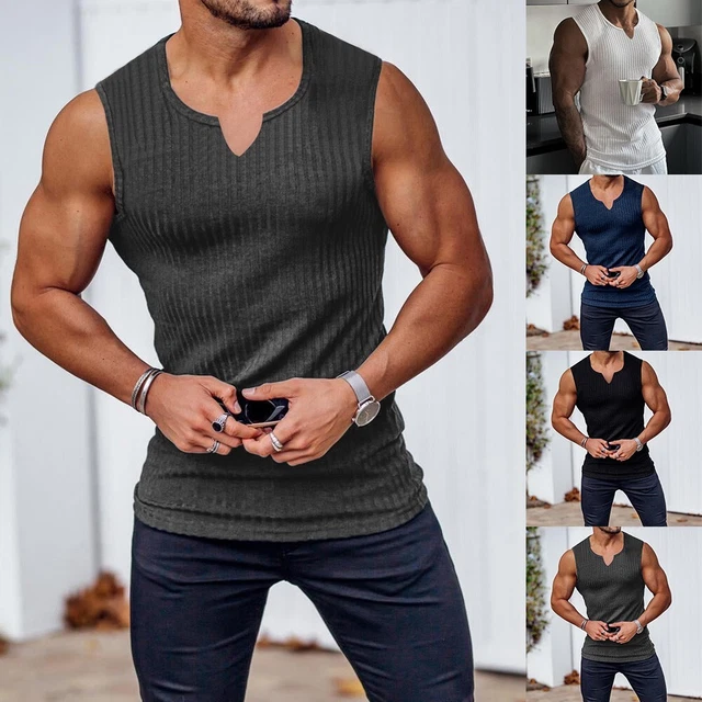 Gilet in maglietta da uomo elasticizzato senza maniche palestra canotta allename