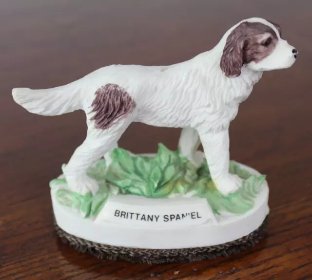 Brittany Spaniel Dog Lint Brush Hand Paint Bisque Porcelain Art Pottery Vintage