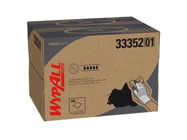 Kimberly-Clark 33352 - WypAll Oil, Grease & Ink Cloths, Brag Box, Low Lint, 180/