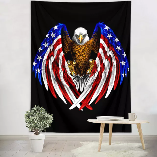 American Bald Eagle Flag Tapestry Wall Hanging Blanket for Bedroom Dorm Decor
