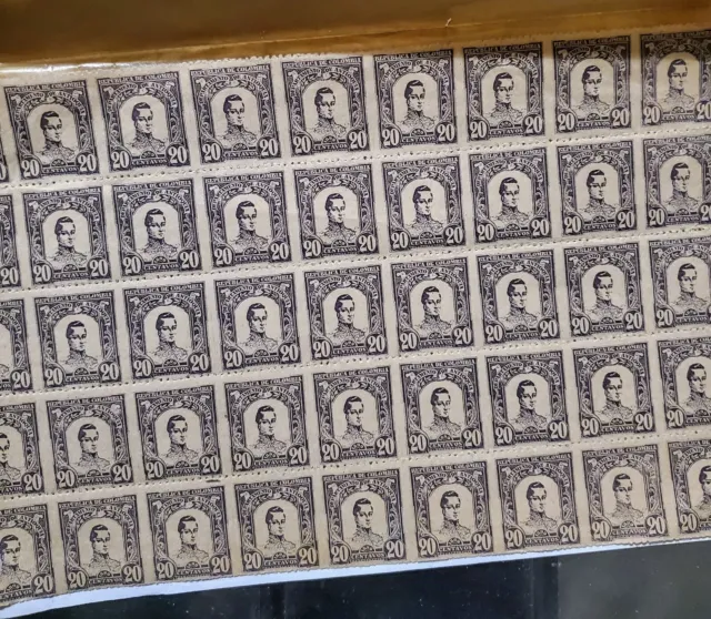 RARE 1899 Colombia Antioquia General Cordoba ERROR Sheet of 50 Stamps