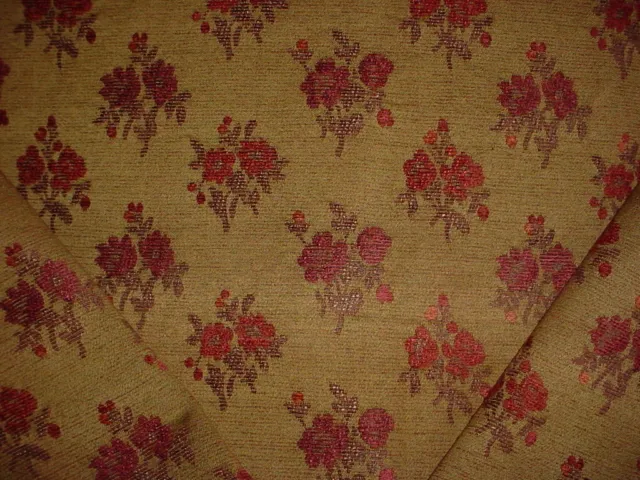 17-5/8Y Kravet Lee Jofa Moss Green Dusty Rose Floral Chenille Upholstery Fabric