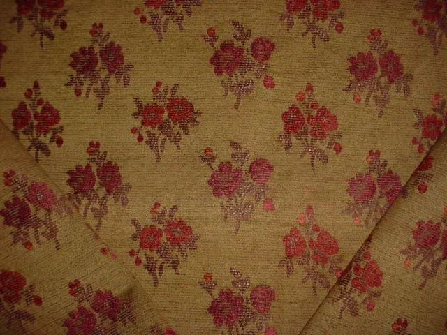 17-5/8Y Kravet Lee Jofa Moss Green Dusty Rose Floral Chenille Upholstery Fabric