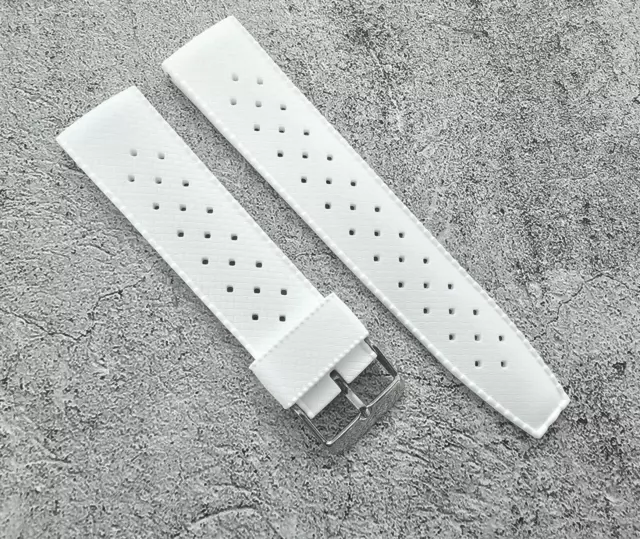 Cinturino Orologio Premium Gomma Silicone Tropicale Retro Divers Impermeabile 20mm Bianco